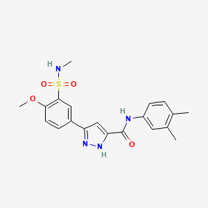 molecular formula C20H22N4O4S B11317011 N-(3,4-Dimethylphenyl)-5-[4-methoxy-3-(methylsulfamoyl)phenyl]-1H-pyrazole-3-carboxamide 