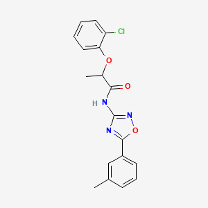 molecular formula C18H16ClN3O3 B11317012 2-(2-chlorophenoxy)-N-[5-(3-methylphenyl)-1,2,4-oxadiazol-3-yl]propanamide 