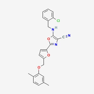 5-[(2-Chlorobenzyl)amino]-2-{5-[(2,5-dimethylphenoxy)methyl]furan-2-yl}-1,3-oxazole-4-carbonitrile