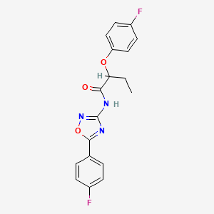 molecular formula C18H15F2N3O3 B11317045 2-(4-fluorophenoxy)-N-[5-(4-fluorophenyl)-1,2,4-oxadiazol-3-yl]butanamide 