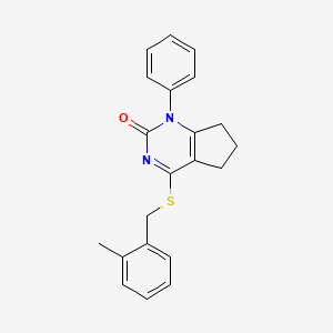 4-[(2-methylbenzyl)sulfanyl]-1-phenyl-1,5,6,7-tetrahydro-2H-cyclopenta[d]pyrimidin-2-one