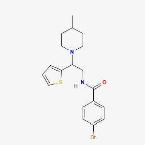 molecular formula C19H23BrN2OS B11317081 4-bromo-N-[2-(4-methylpiperidin-1-yl)-2-(thiophen-2-yl)ethyl]benzamide 