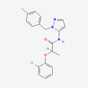 molecular formula C20H20ClN3O2 B11317130 2-(2-chlorophenoxy)-N-[1-(4-methylbenzyl)-1H-pyrazol-5-yl]propanamide 