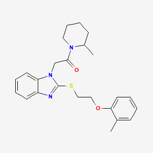 molecular formula C24H29N3O2S B11317146 2-(2-{[2-(2-methylphenoxy)ethyl]sulfanyl}-1H-benzimidazol-1-yl)-1-(2-methylpiperidin-1-yl)ethanone 