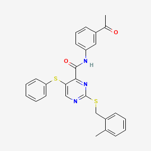 N-(3-acetylphenyl)-2-[(2-methylbenzyl)sulfanyl]-5-(phenylsulfanyl)pyrimidine-4-carboxamide