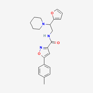 molecular formula C22H25N3O3 B11317183 N-[2-(furan-2-yl)-2-(piperidin-1-yl)ethyl]-5-(4-methylphenyl)-1,2-oxazole-3-carboxamide 