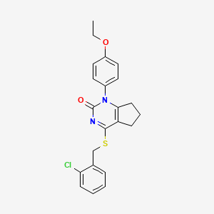 molecular formula C22H21ClN2O2S B11317214 4-[(2-chlorobenzyl)sulfanyl]-1-(4-ethoxyphenyl)-1,5,6,7-tetrahydro-2H-cyclopenta[d]pyrimidin-2-one 