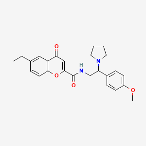 molecular formula C25H28N2O4 B11317221 6-ethyl-N-[2-(4-methoxyphenyl)-2-(pyrrolidin-1-yl)ethyl]-4-oxo-4H-chromene-2-carboxamide 