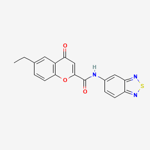 molecular formula C18H13N3O3S B11317237 N-(2,1,3-benzothiadiazol-5-yl)-6-ethyl-4-oxo-4H-chromene-2-carboxamide 