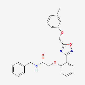 molecular formula C25H23N3O4 B11317249 N-benzyl-2-(2-{5-[(3-methylphenoxy)methyl]-1,2,4-oxadiazol-3-yl}phenoxy)acetamide 