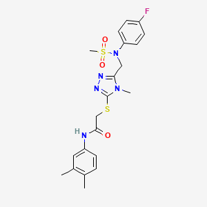 molecular formula C21H24FN5O3S2 B11317289 N-(3,4-dimethylphenyl)-2-[(5-{[(4-fluorophenyl)(methylsulfonyl)amino]methyl}-4-methyl-4H-1,2,4-triazol-3-yl)sulfanyl]acetamide 