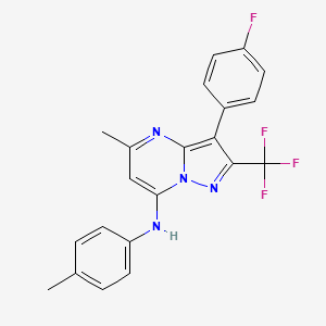 molecular formula C21H16F4N4 B11317293 3-(4-fluorophenyl)-5-methyl-N-(4-methylphenyl)-2-(trifluoromethyl)pyrazolo[1,5-a]pyrimidin-7-amine 