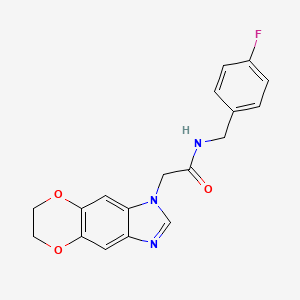 molecular formula C18H16FN3O3 B11317302 2-(6,7-dihydro-1H-[1,4]dioxino[2,3-f]benzimidazol-1-yl)-N-(4-fluorobenzyl)acetamide 