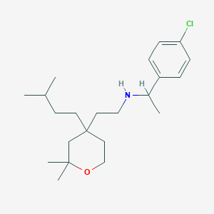 molecular formula C22H36ClNO B11317358 [1-(4-Chlorophenyl)ethyl]({2-[2,2-dimethyl-4-(3-methylbutyl)oxan-4-YL]ethyl})amine 