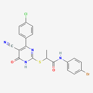 N-(4-Bromophenyl)-2-{[4-(4-chlorophenyl)-5-cyano-6-oxo-1,6-dihydropyrimidin-2-YL]sulfanyl}propanamide