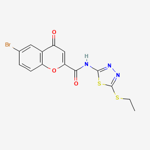 molecular formula C14H10BrN3O3S2 B11317391 6-bromo-N-[5-(ethylsulfanyl)-1,3,4-thiadiazol-2-yl]-4-oxo-4H-chromene-2-carboxamide 