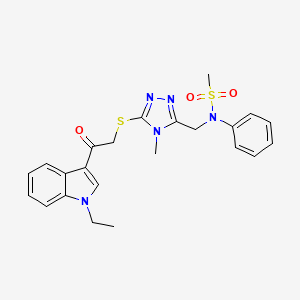 molecular formula C23H25N5O3S2 B11317402 N-[(5-{[2-(1-ethyl-1H-indol-3-yl)-2-oxoethyl]sulfanyl}-4-methyl-4H-1,2,4-triazol-3-yl)methyl]-N-phenylmethanesulfonamide 