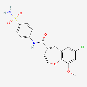 molecular formula C18H15ClN2O5S B11317412 7-chloro-9-methoxy-N-(4-sulfamoylphenyl)-1-benzoxepine-4-carboxamide 