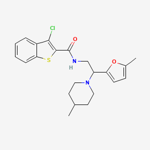 3-chloro-N-[2-(5-methylfuran-2-yl)-2-(4-methylpiperidin-1-yl)ethyl]-1-benzothiophene-2-carboxamide