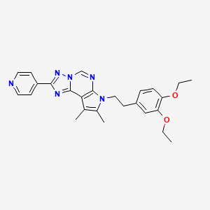 molecular formula C26H28N6O2 B11317510 4-{2-[8,9-Dimethyl-2-(4-pyridyl)-7H-pyrrolo[3,2-E][1,2,4]triazolo[1,5-C]pyrimidin-7-YL]ethyl}-2-ethoxyphenyl ethyl ether 