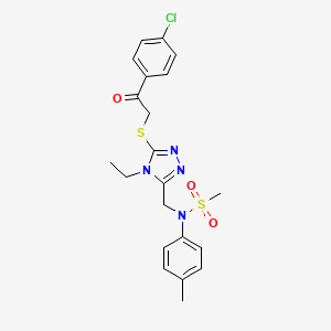 molecular formula C21H23ClN4O3S2 B11317515 N-[(5-{[2-(4-chlorophenyl)-2-oxoethyl]sulfanyl}-4-ethyl-4H-1,2,4-triazol-3-yl)methyl]-N-(4-methylphenyl)methanesulfonamide 