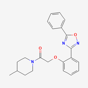 molecular formula C22H23N3O3 B11317592 1-(4-Methylpiperidin-1-yl)-2-[2-(5-phenyl-1,2,4-oxadiazol-3-yl)phenoxy]ethanone 