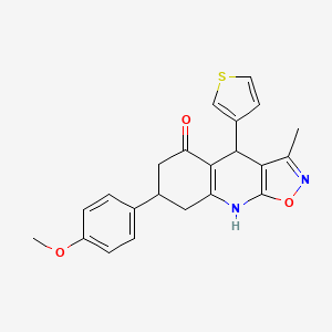 molecular formula C22H20N2O3S B11317643 7-(4-Methoxyphenyl)-3-methyl-4-(thiophen-3-yl)-4,6,7,8-tetrahydro[1,2]oxazolo[5,4-b]quinolin-5-ol 