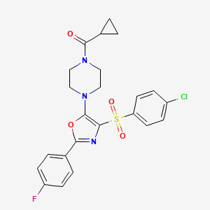 molecular formula C23H21ClFN3O4S B11317654 (4-{4-[(4-Chlorophenyl)sulfonyl]-2-(4-fluorophenyl)-1,3-oxazol-5-yl}piperazin-1-yl)(cyclopropyl)methanone 