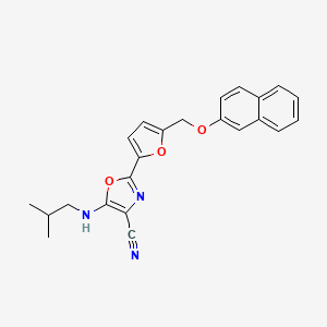 5-[(2-Methylpropyl)amino]-2-{5-[(naphthalen-2-yloxy)methyl]furan-2-yl}-1,3-oxazole-4-carbonitrile