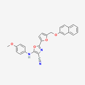 5-[(4-Methoxyphenyl)amino]-2-{5-[(naphthalen-2-yloxy)methyl]furan-2-yl}-1,3-oxazole-4-carbonitrile