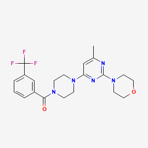 molecular formula C21H24F3N5O2 B11317690 4-(4-Methyl-6-{4-[3-(trifluoromethyl)benzoyl]piperazin-1-yl}pyrimidin-2-yl)morpholine 