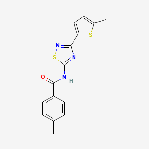 molecular formula C15H13N3OS2 B11317715 4-methyl-N-[3-(5-methylthiophen-2-yl)-1,2,4-thiadiazol-5-yl]benzamide 