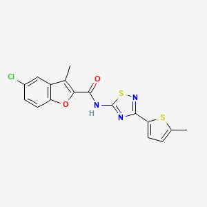 molecular formula C17H12ClN3O2S2 B11317728 5-chloro-3-methyl-N-[3-(5-methylthiophen-2-yl)-1,2,4-thiadiazol-5-yl]-1-benzofuran-2-carboxamide 