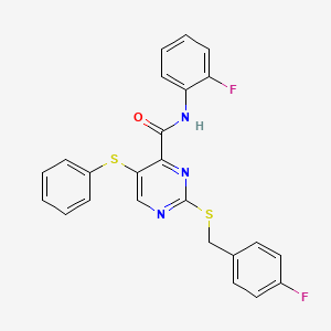 2-[(4-fluorobenzyl)sulfanyl]-N-(2-fluorophenyl)-5-(phenylsulfanyl)pyrimidine-4-carboxamide