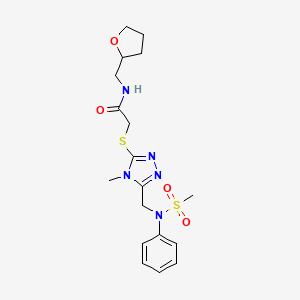 2-[(4-methyl-5-{[(methylsulfonyl)(phenyl)amino]methyl}-4H-1,2,4-triazol-3-yl)sulfanyl]-N-(tetrahydrofuran-2-ylmethyl)acetamide