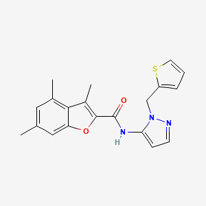 molecular formula C20H19N3O2S B11317841 3,4,6-trimethyl-N-[1-(thiophen-2-ylmethyl)-1H-pyrazol-5-yl]-1-benzofuran-2-carboxamide 