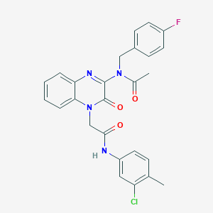 N-(4-{2-[(3-chloro-4-methylphenyl)amino]-2-oxoethyl}-3-oxo-3,4-dihydroquinoxalin-2-yl)-N-(4-fluorobenzyl)acetamide