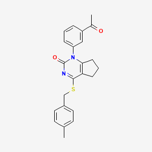 molecular formula C23H22N2O2S B11317853 1-(3-acetylphenyl)-4-[(4-methylbenzyl)sulfanyl]-1,5,6,7-tetrahydro-2H-cyclopenta[d]pyrimidin-2-one 