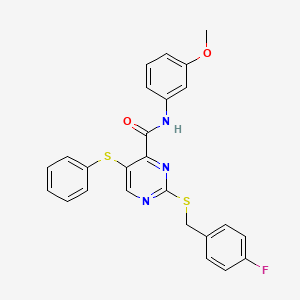 2-[(4-fluorobenzyl)sulfanyl]-N-(3-methoxyphenyl)-5-(phenylsulfanyl)pyrimidine-4-carboxamide