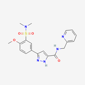 5-[3-(Dimethylsulfamoyl)-4-methoxyphenyl]-N-(pyridin-2-ylmethyl)-1H-pyrazole-3-carboxamide