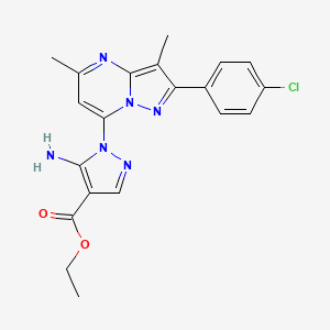 ethyl 5-amino-1-[2-(4-chlorophenyl)-3,5-dimethylpyrazolo[1,5-a]pyrimidin-7-yl]-1H-pyrazole-4-carboxylate