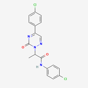 molecular formula C18H14Cl2N4O2 B11317994 N-(4-chlorophenyl)-2-[5-(4-chlorophenyl)-3-oxo-1,2,4-triazin-2(3H)-yl]propanamide 