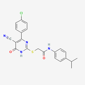 2-{[4-(4-Chlorophenyl)-5-cyano-6-oxo-1,6-dihydropyrimidin-2-YL]sulfanyl}-N-[4-(propan-2-YL)phenyl]acetamide