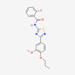 2-fluoro-N-[3-(3-methoxy-4-propoxyphenyl)-1,2,4-thiadiazol-5-yl]benzamide