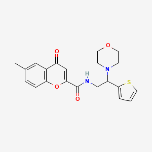 molecular formula C21H22N2O4S B11318125 6-methyl-N-[2-(morpholin-4-yl)-2-(thiophen-2-yl)ethyl]-4-oxo-4H-chromene-2-carboxamide 