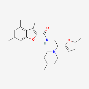 3,4,6-trimethyl-N-[2-(5-methylfuran-2-yl)-2-(4-methylpiperidin-1-yl)ethyl]-1-benzofuran-2-carboxamide