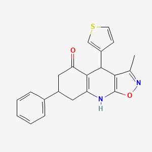 molecular formula C21H18N2O2S B11318180 3-Methyl-7-phenyl-4-(thiophen-3-yl)-4,6,7,8-tetrahydro[1,2]oxazolo[5,4-b]quinolin-5-ol 