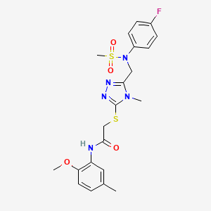 molecular formula C21H24FN5O4S2 B11318186 2-[(5-{[(4-fluorophenyl)(methylsulfonyl)amino]methyl}-4-methyl-4H-1,2,4-triazol-3-yl)sulfanyl]-N-(2-methoxy-5-methylphenyl)acetamide 