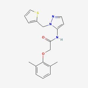 molecular formula C18H19N3O2S B11318192 2-(2,6-dimethylphenoxy)-N-{1-[(thiophen-2-yl)methyl]-1H-pyrazol-5-yl}acetamide 