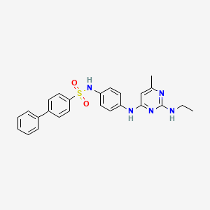 molecular formula C25H25N5O2S B11318220 N-(4-{[2-(Ethylamino)-6-methylpyrimidin-4-YL]amino}phenyl)-[1,1'-biphenyl]-4-sulfonamide 